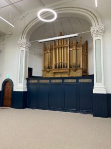 In Trinity Hall, the new lighting is installed and the carpets are fitted